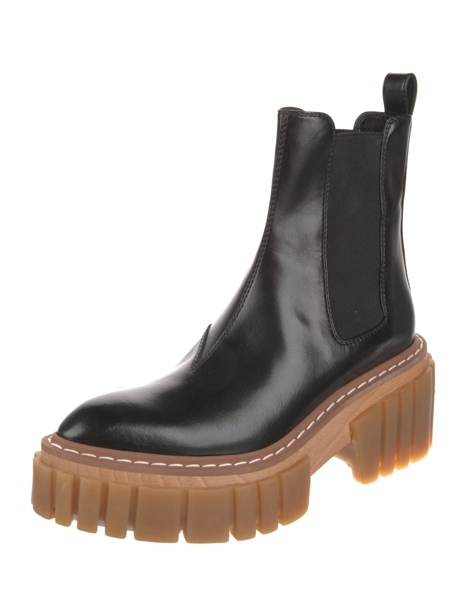 Stella McCartney Vegan Leather Whipstitch Trim Chelsea Boots