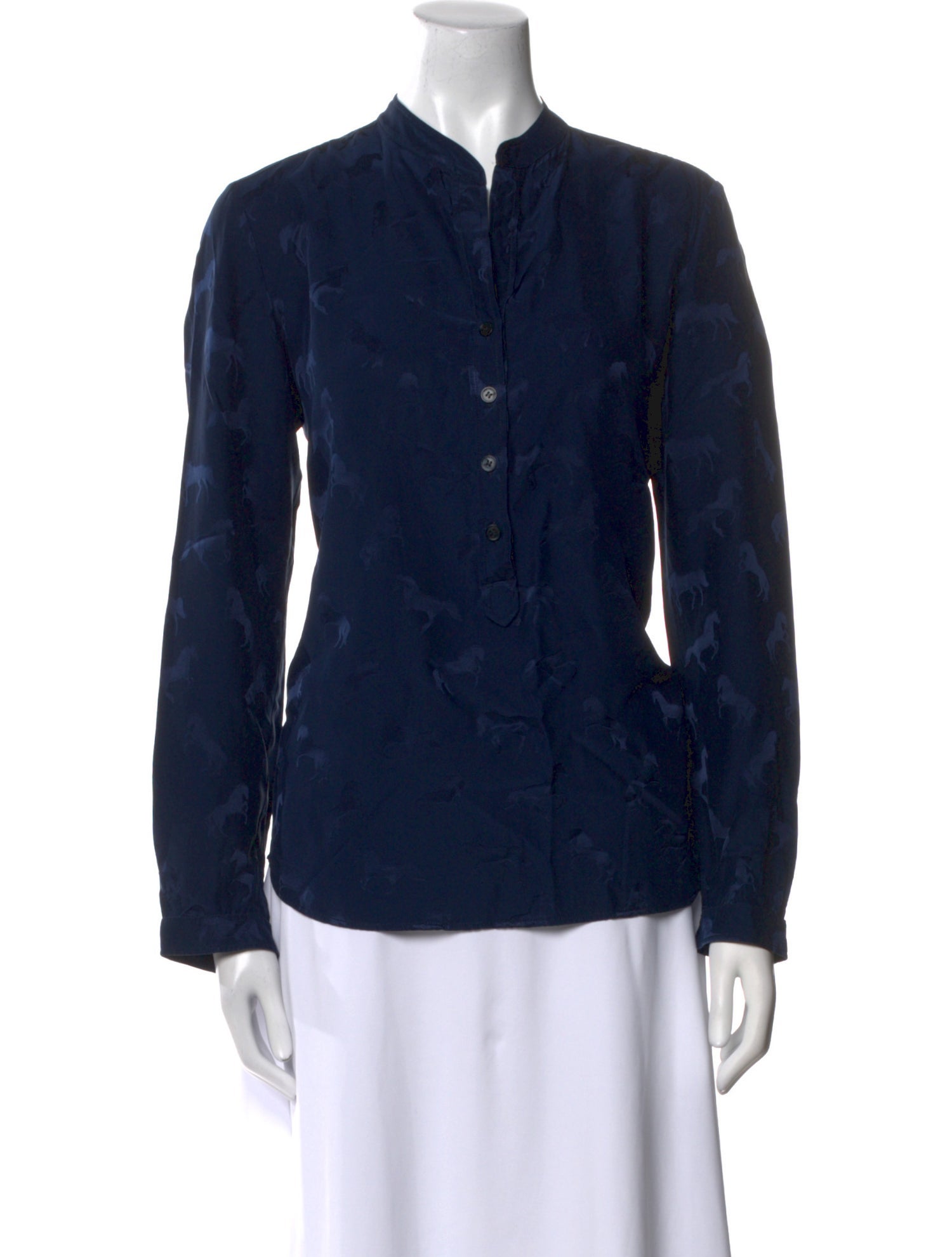 Stella McCartney Mock Neck Long Sleeve Button-Up Top