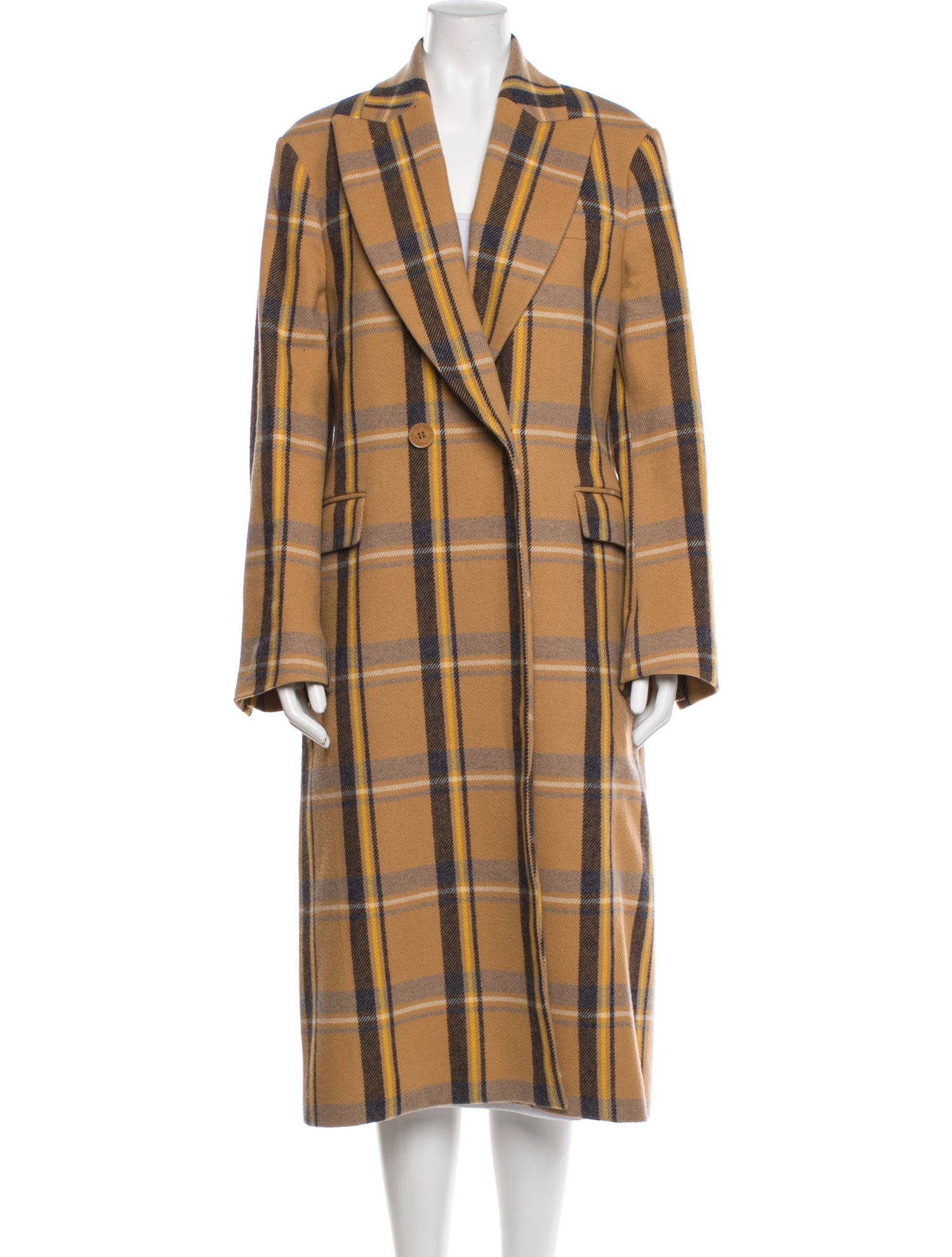 Stella McCartney Wool Plaid Print Coat