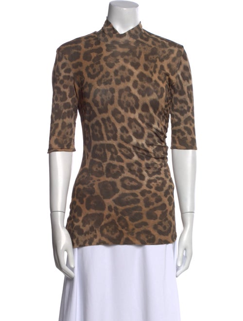 Stella McCartney Animal Print Short Sleeve Button-Up Top