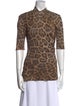 Stella McCartney Animal Print Short Sleeve Button-Up Top
