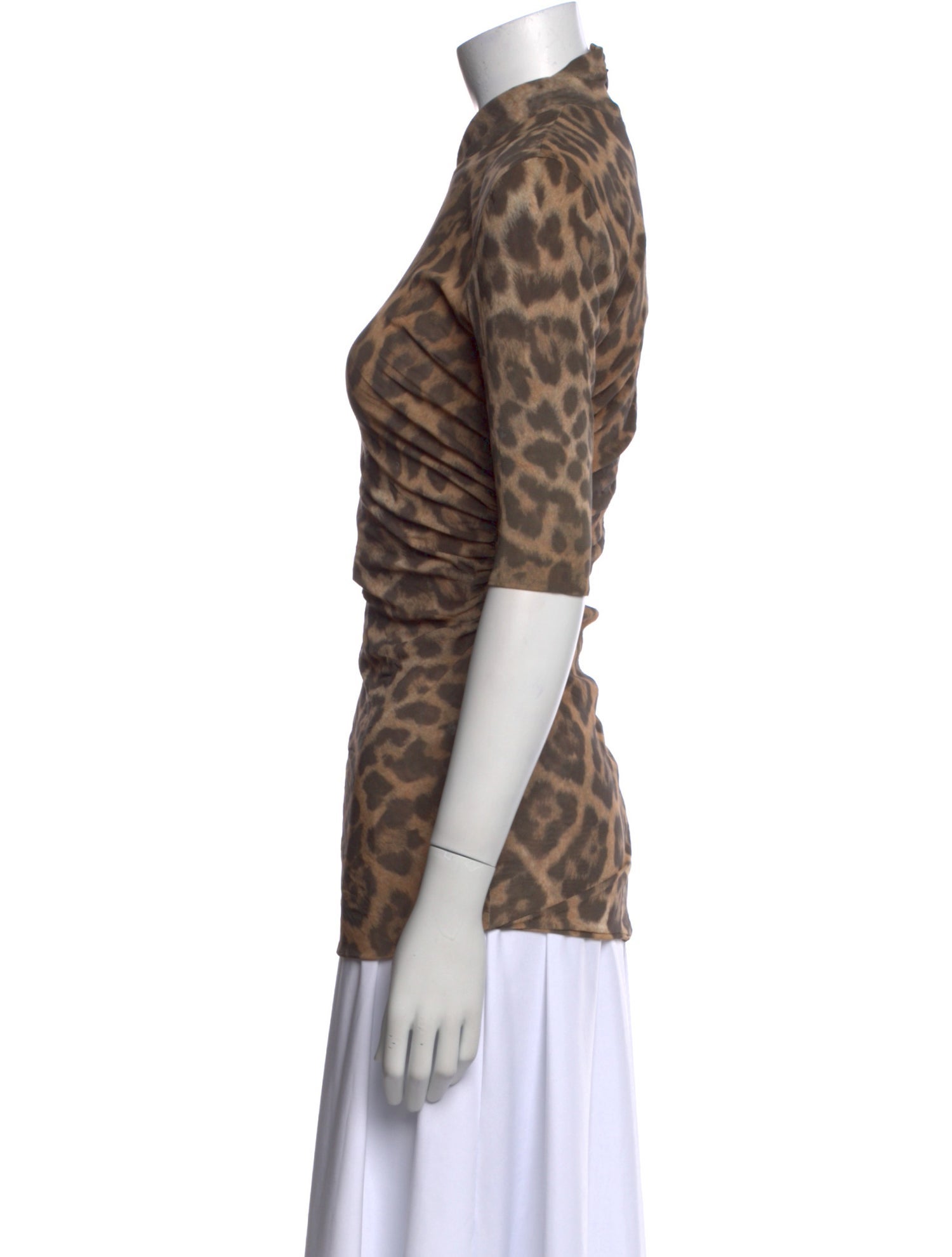 Stella McCartney Animal Print Short Sleeve Button-Up Top