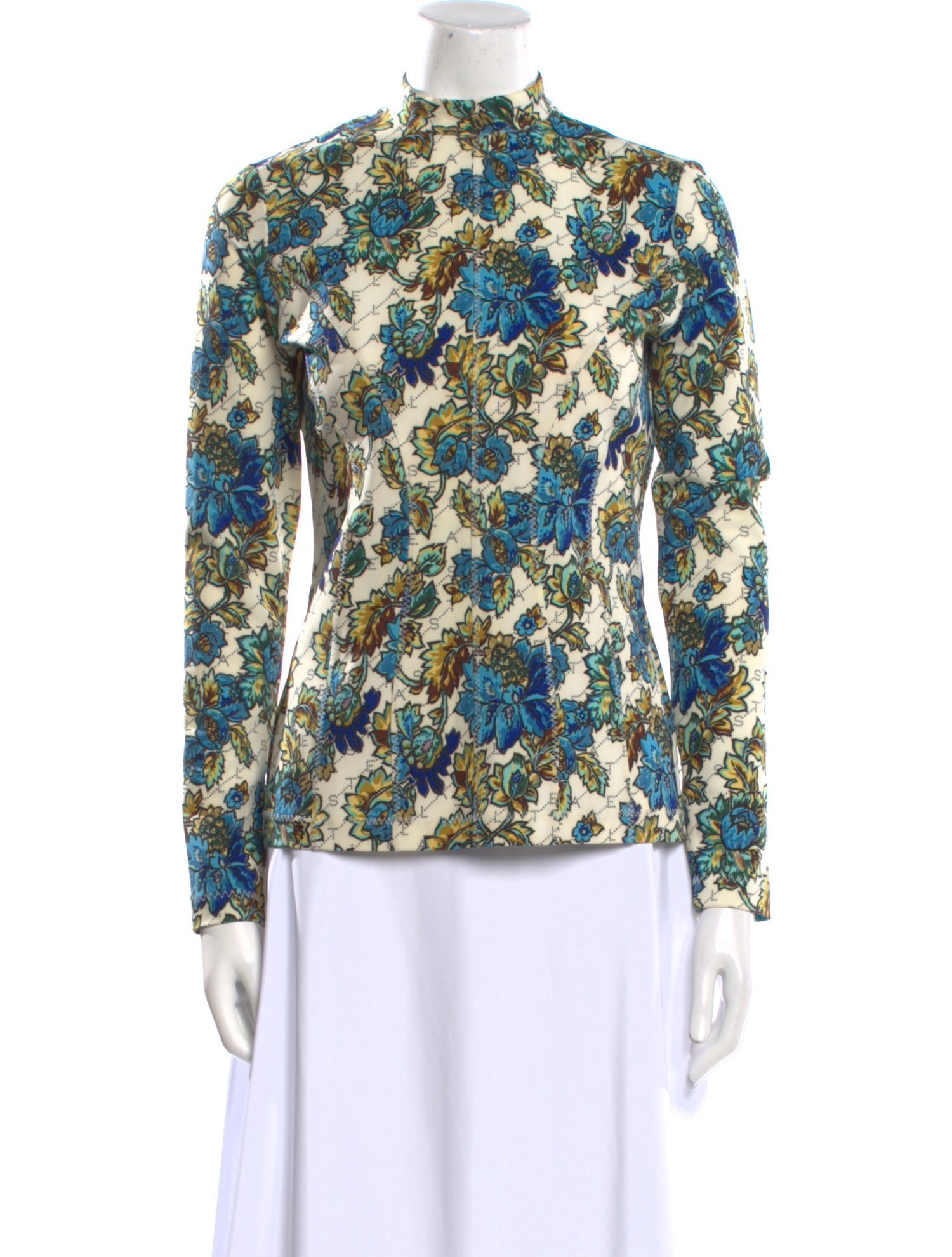 Stella McCartney Floral Print Mock Neck Blouse