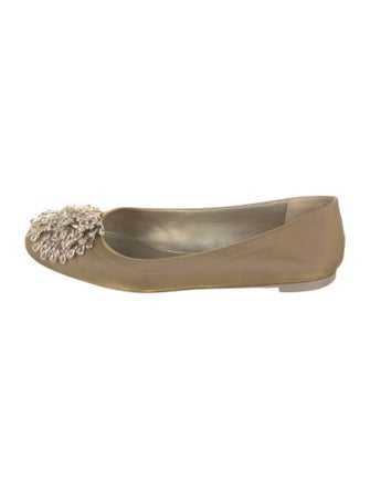 Stella McCartney Satin Pom-Pom Embellishments Flats