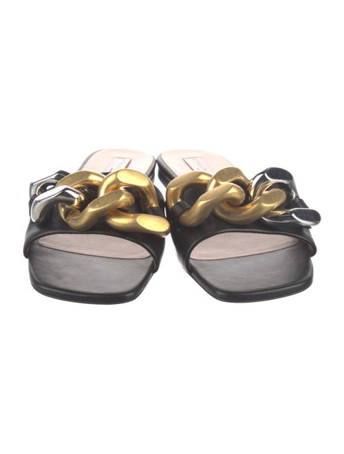 Stella McCartney Leather Chain-Link Accents Slides