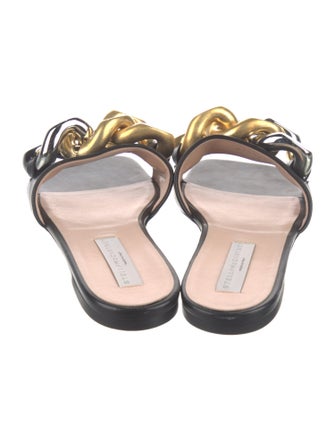 Stella McCartney Leather Chain-Link Accents Slides