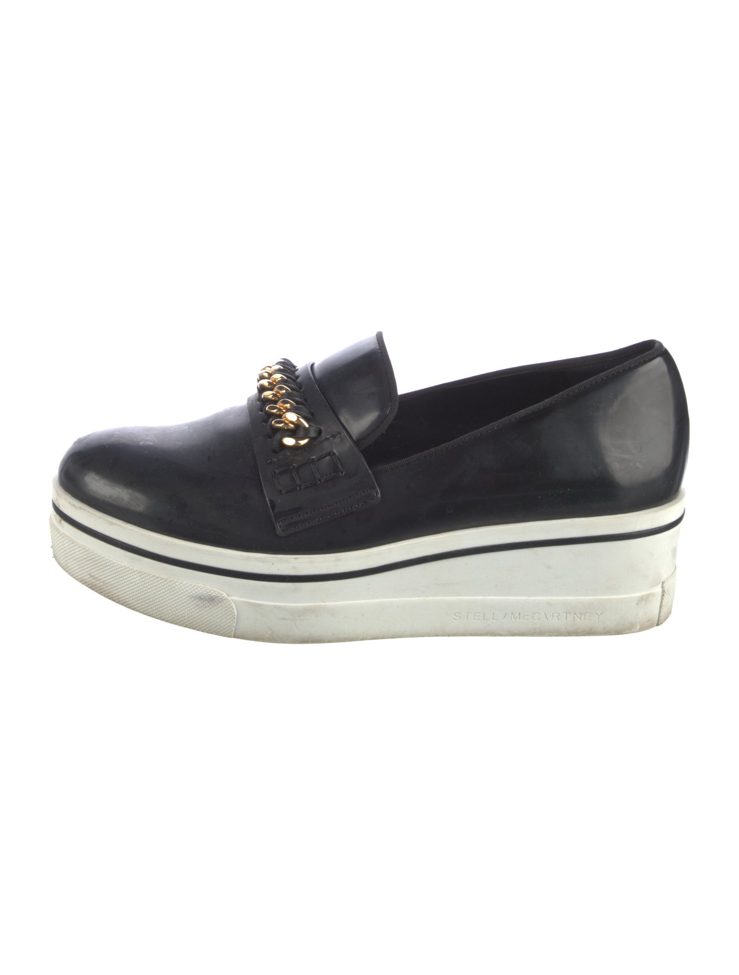 Stella McCartney Patent Leather Chain-Link Accents Loafers