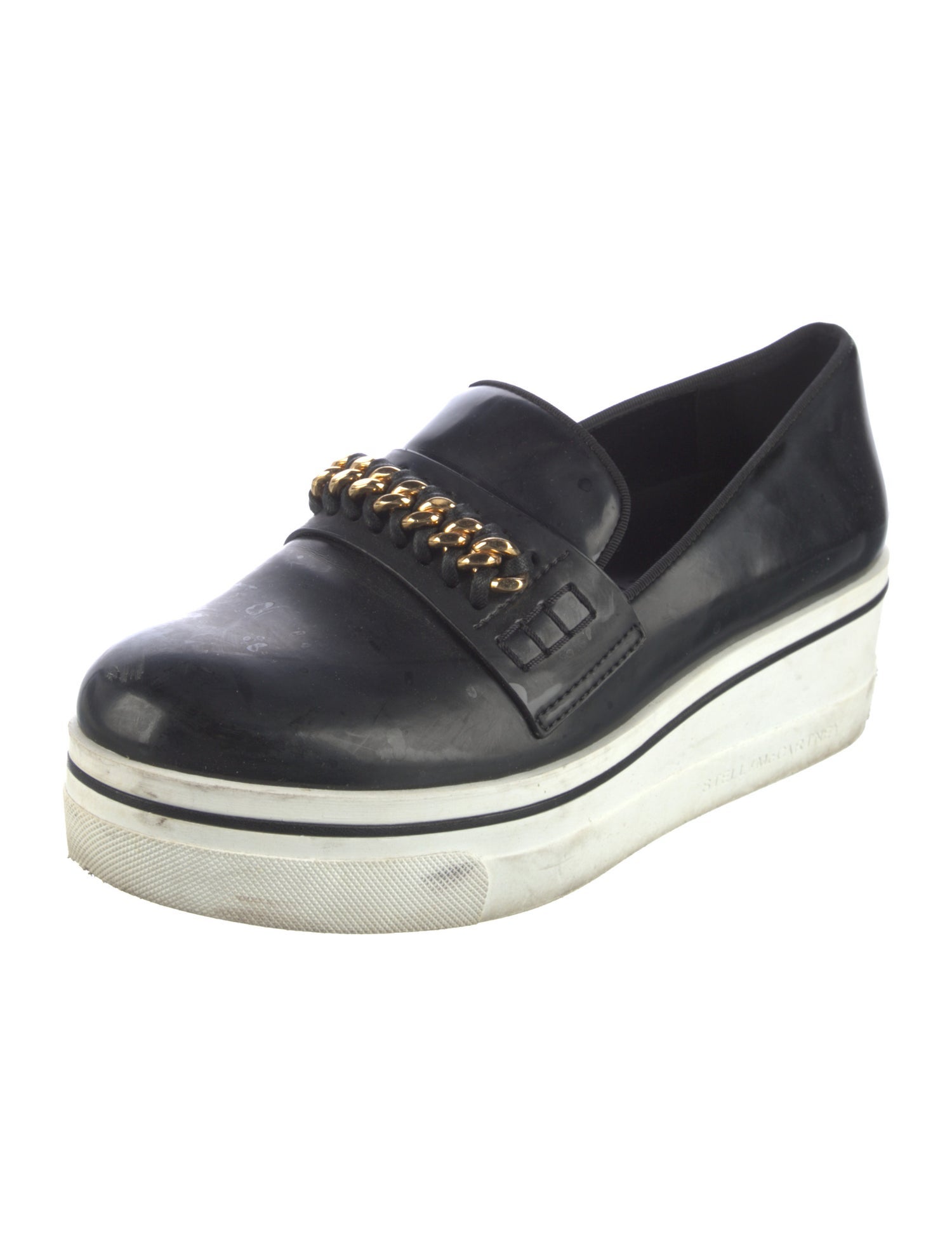 Stella McCartney Patent Leather Chain-Link Accents Loafers
