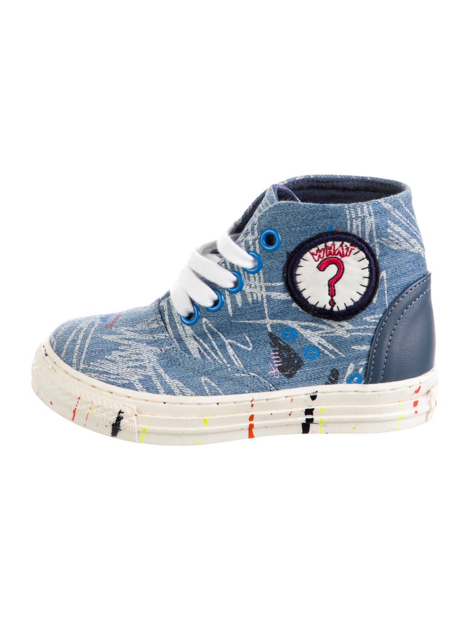 Stella McCartney Boys' Denim Graphic Print High Top Sneakers
