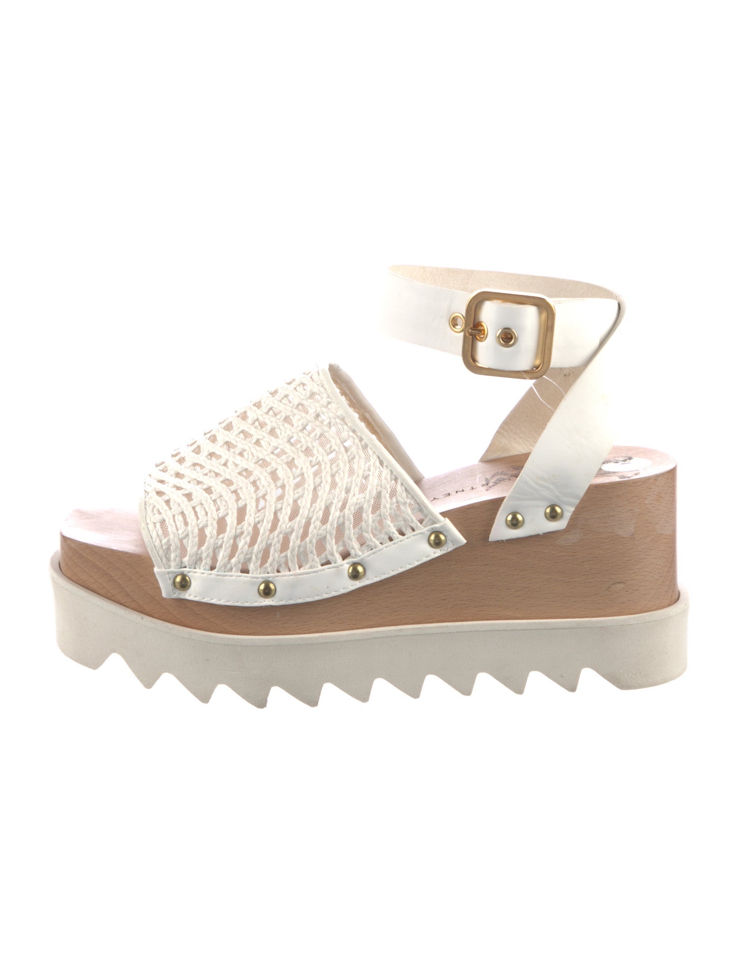 Stella McCartney Vegan Leather Colorblock Pattern Sandals