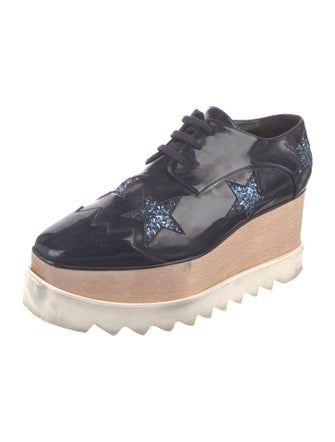 Stella McCartney Vegan Patent Leather Glitter Accents Oxfords