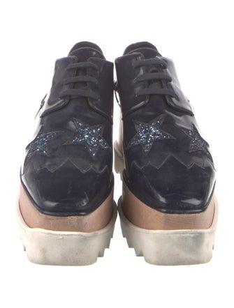Stella McCartney Vegan Patent Leather Glitter Accents Oxfords