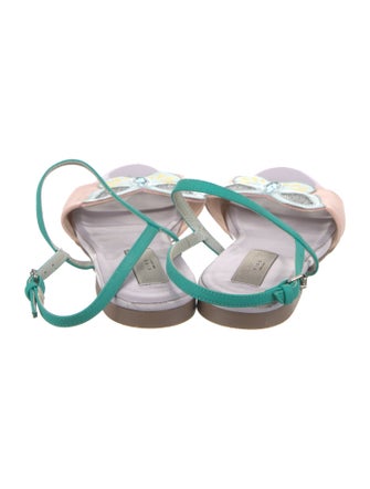 Stella McCartney Leather Floral Print Slingback Sandals