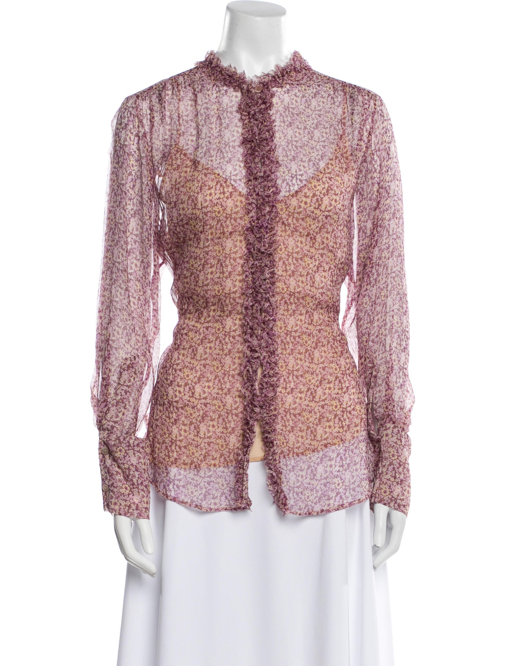 Stella McCartney Floral Print Mock Neck Blouse