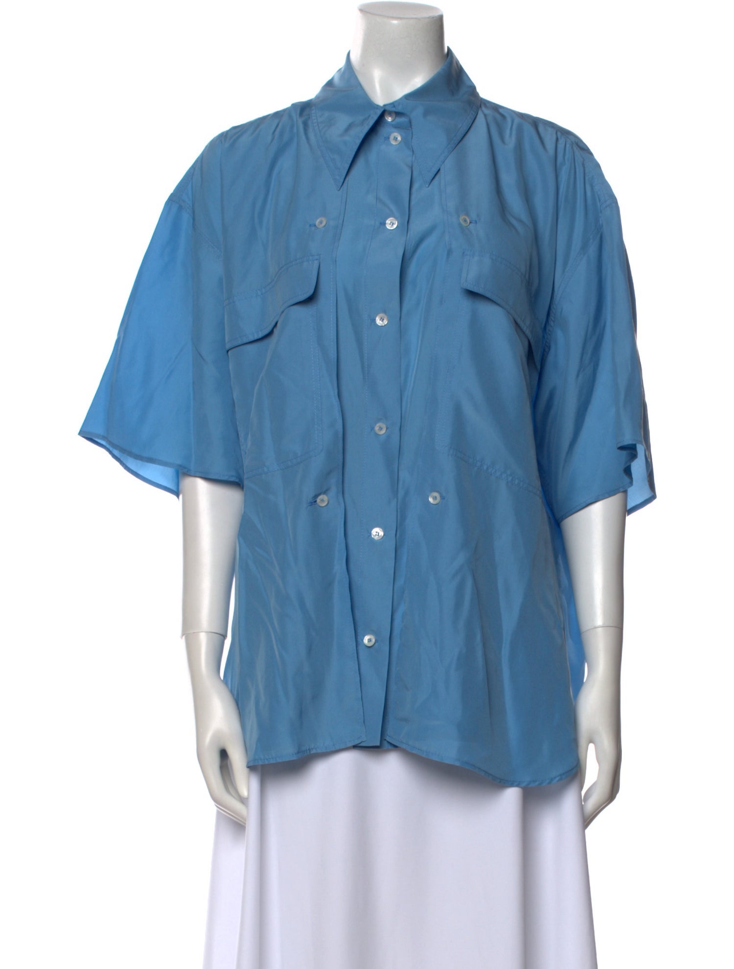 Stella McCartney Silk Three-Quarter Sleeve Button-Up Top