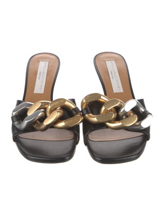 Stella McCartney Vegan Leather Chain-Link Accents Slides