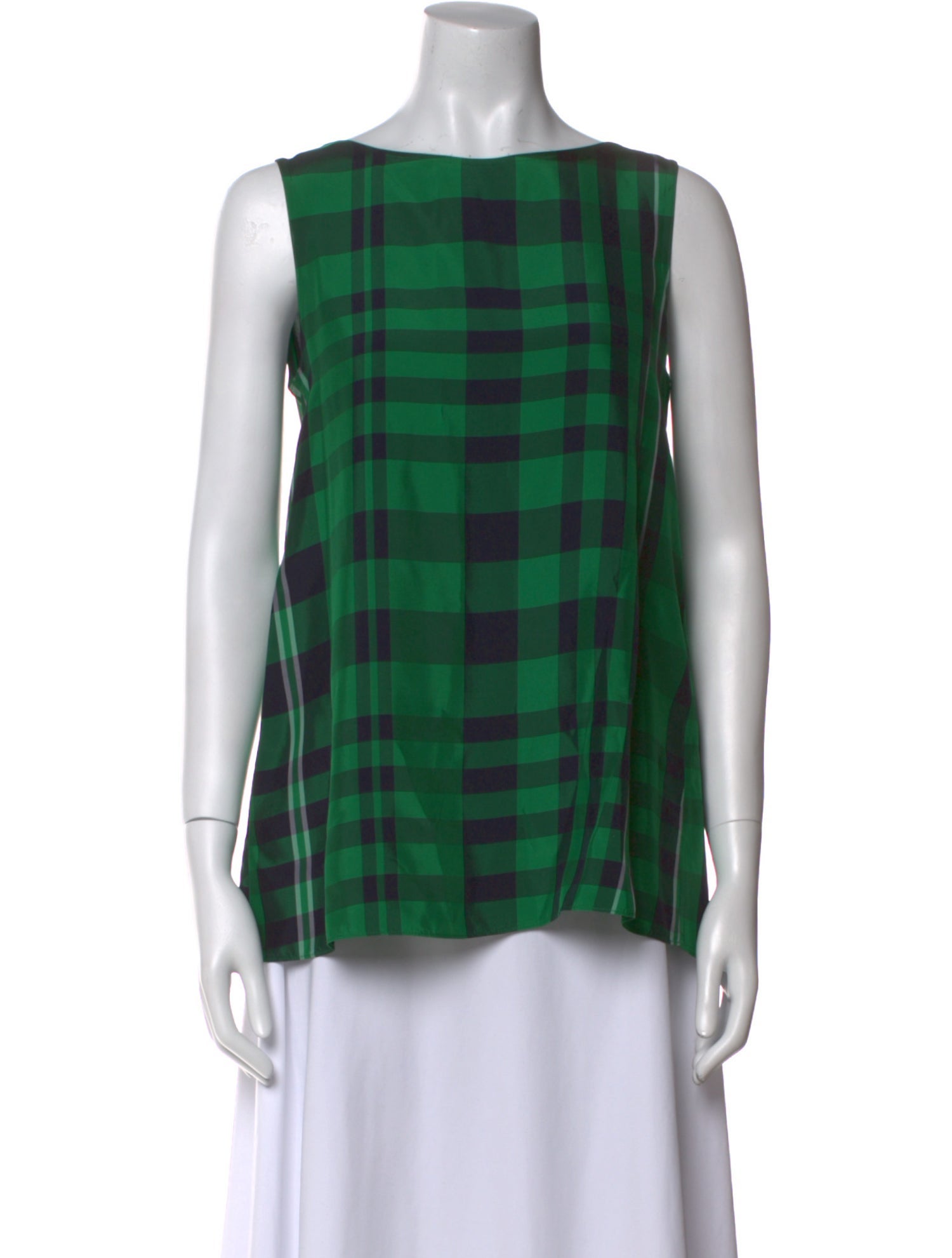 Stella McCartney Plaid Print Bateau Neckline Top