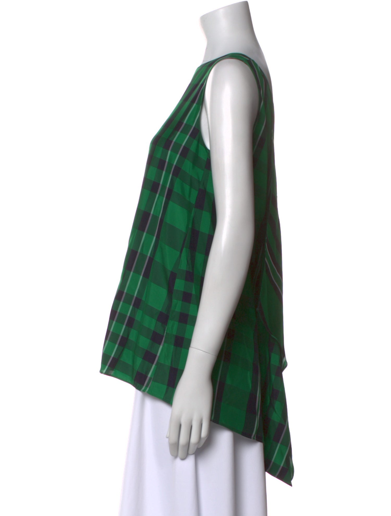 Stella McCartney Plaid Print Bateau Neckline Top