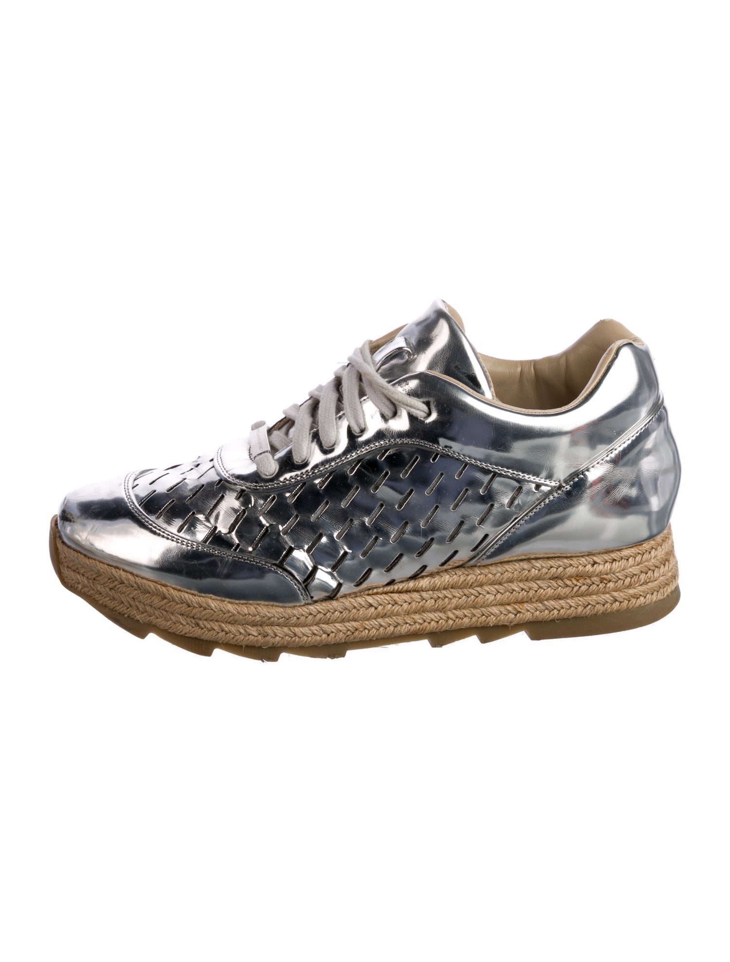 Stella McCartney Vegetarian Patent Leather Printed Espadrille Sneakers