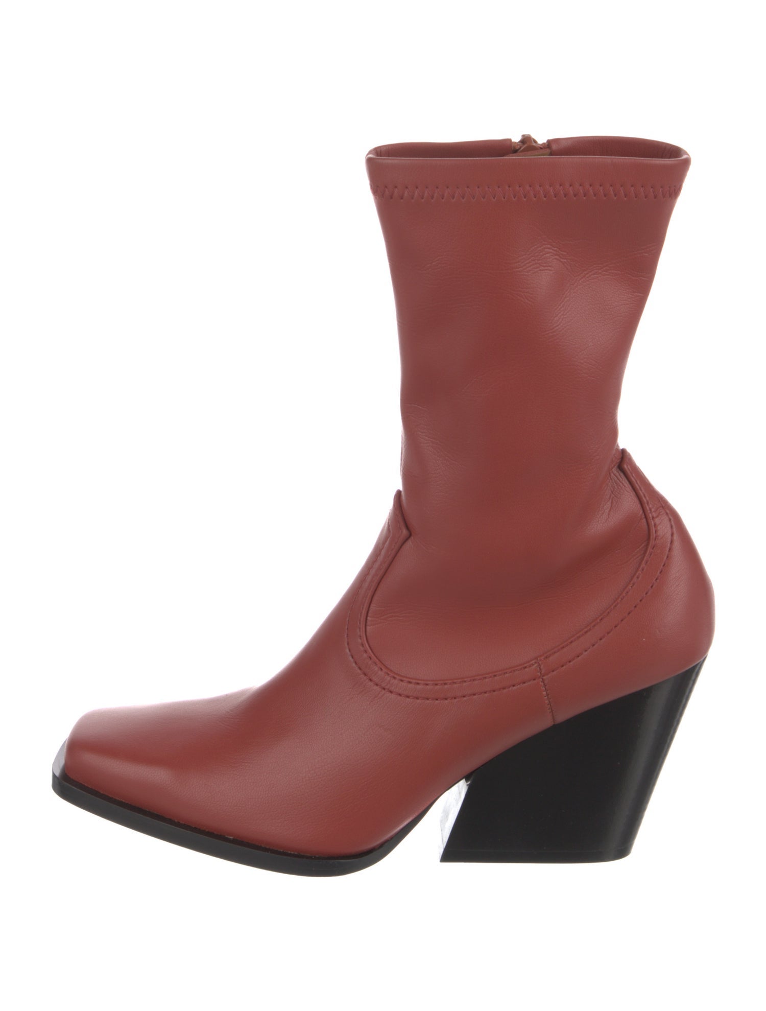 Stella McCartney Leather Colorblock Pattern Sock Boots