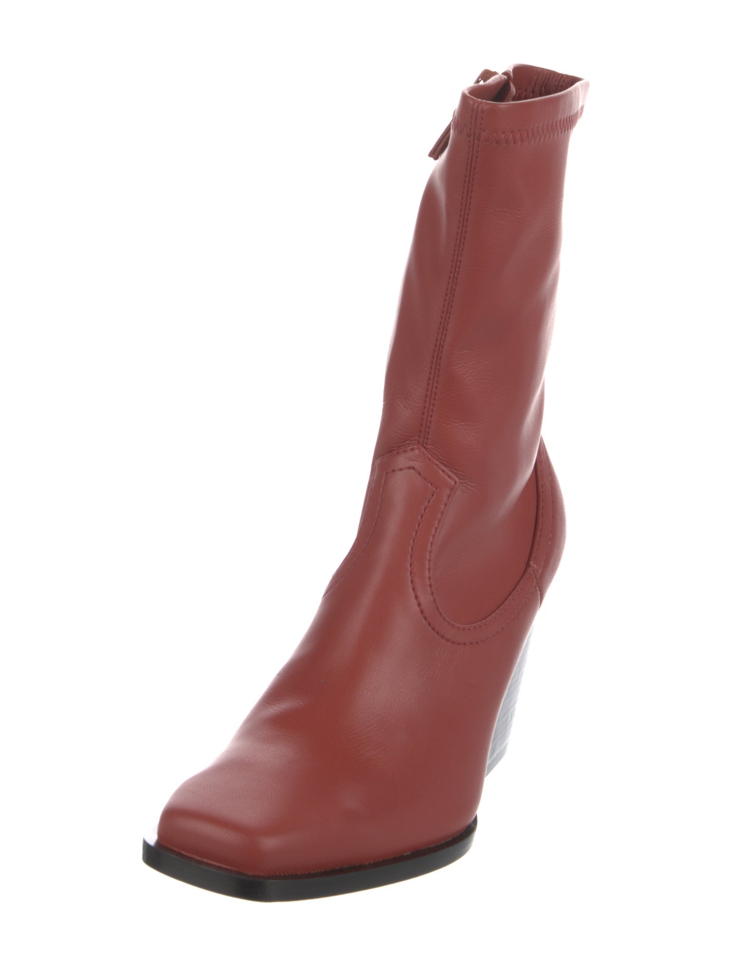 Stella McCartney Leather Colorblock Pattern Sock Boots