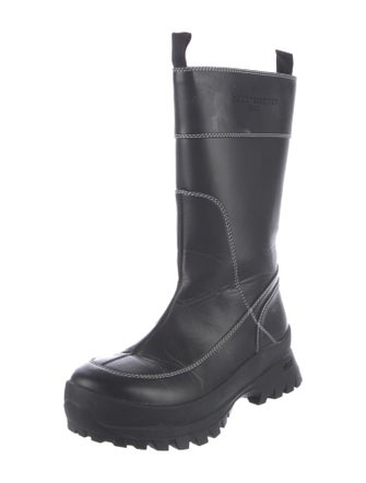 Stella McCartney Leather Faux Fur Trim Rain Boots