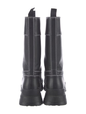 Stella McCartney Leather Faux Fur Trim Rain Boots