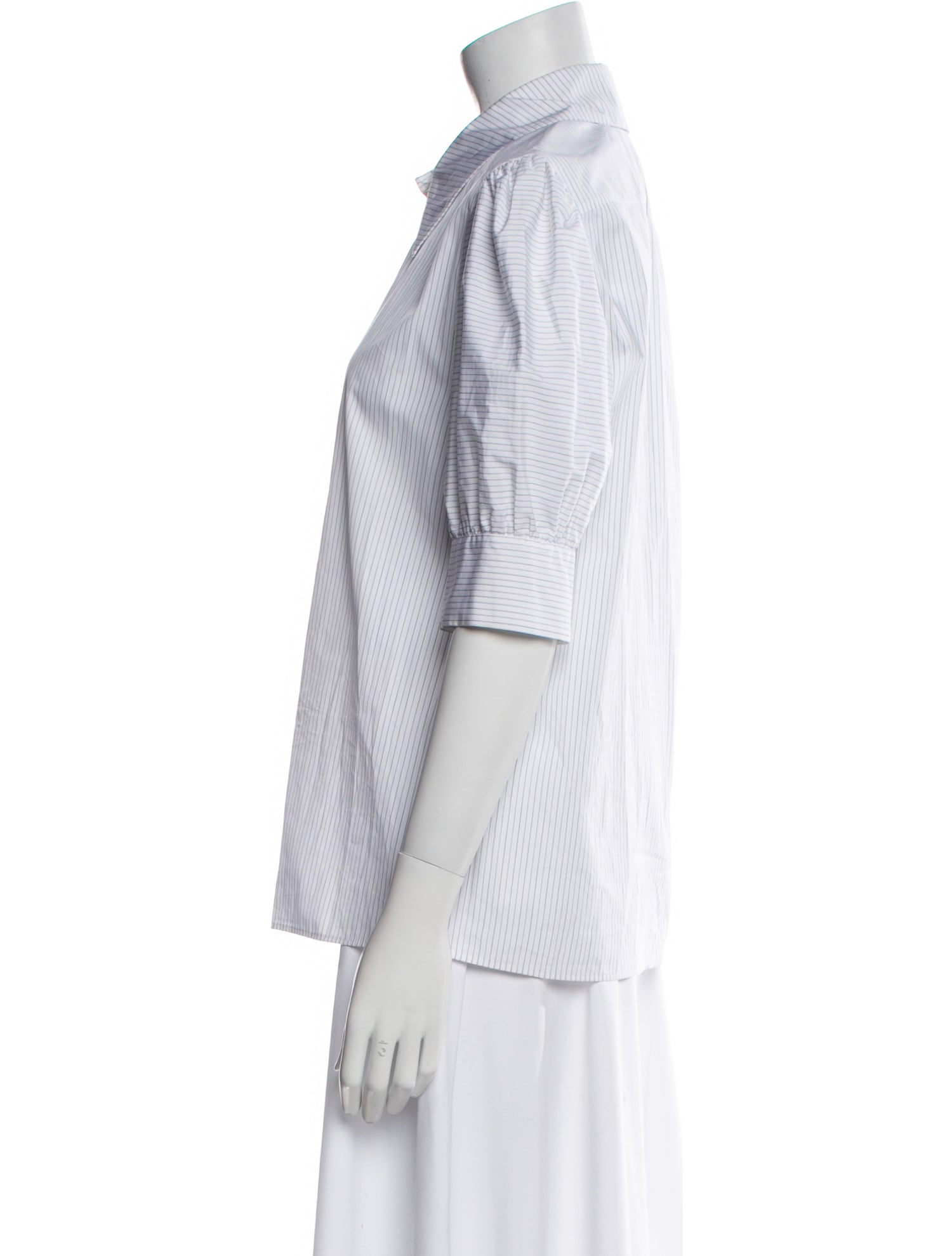 Stella McCartney Striped Three-Quarter Sleeve Button-Up Top