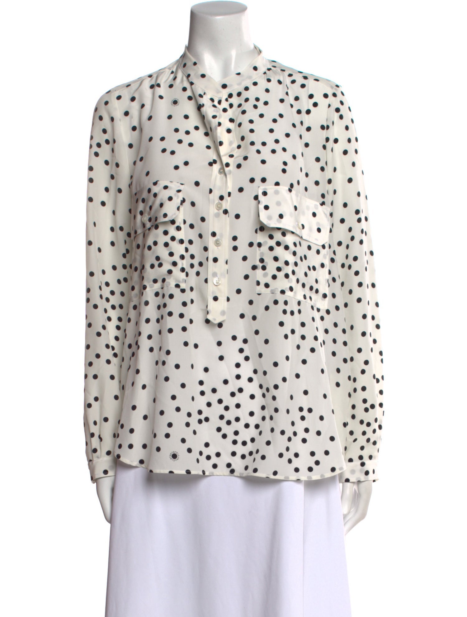 Stella McCartney Silk Polka Dot Print Button-Up Top