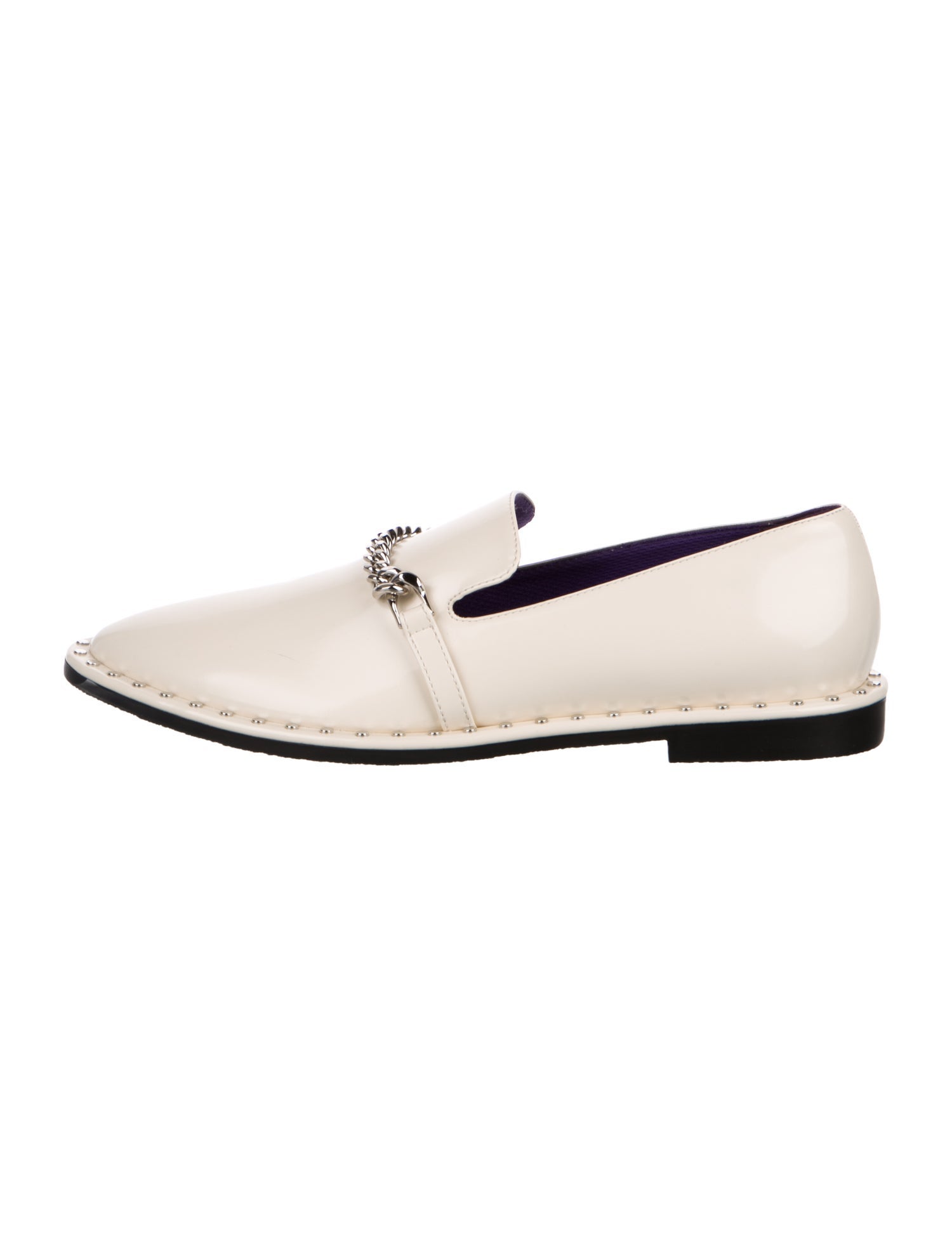Stella McCartney Patent Leather Chain-Link Accents Loafers