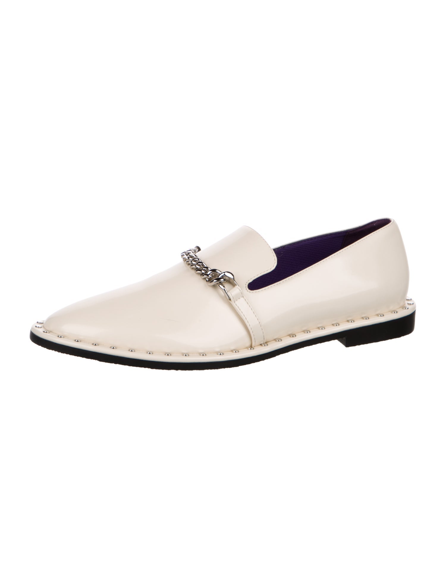 Stella McCartney Patent Leather Chain-Link Accents Loafers