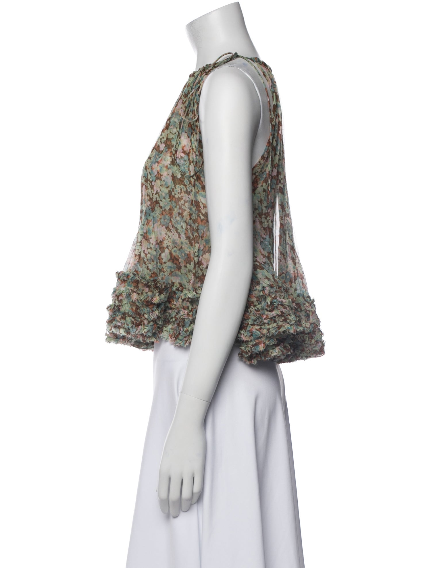 Stella McCartney Silk Floral Print Crop Top