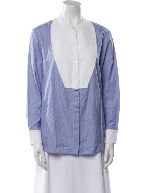 Stella McCartney Plaid Print Mock Neck Button-Up Top