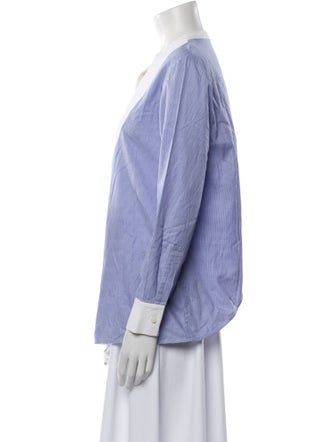 Stella McCartney Plaid Print Mock Neck Button-Up Top