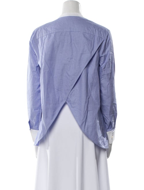 Stella McCartney Plaid Print Mock Neck Button-Up Top