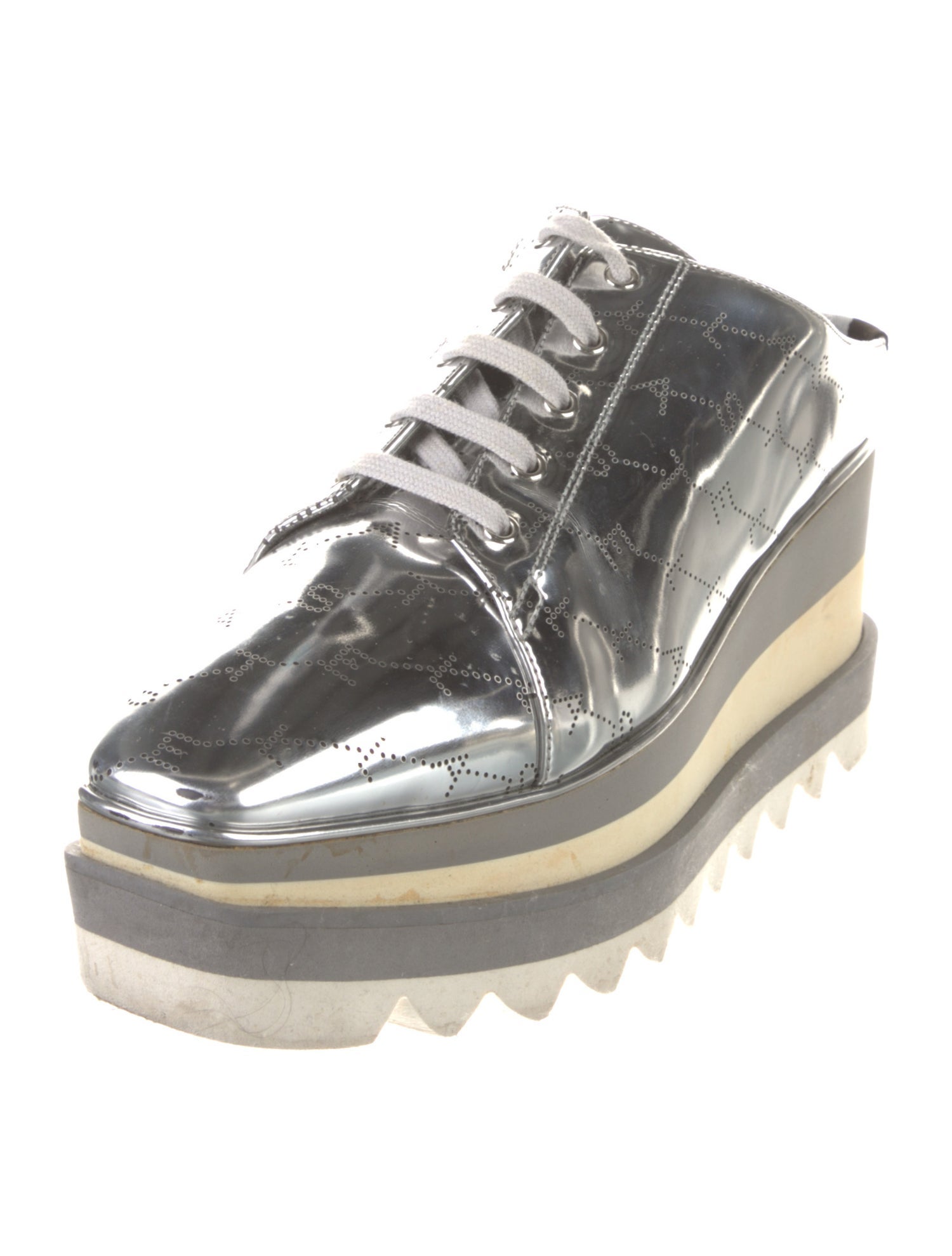 Stella McCartney Vegan Patent Leather Colorblock Pattern Sneakers