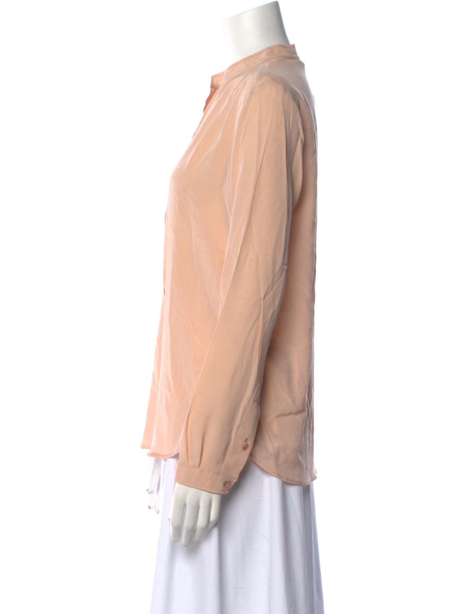 Stella McCartney Silk Mock Neck Button-Up Top