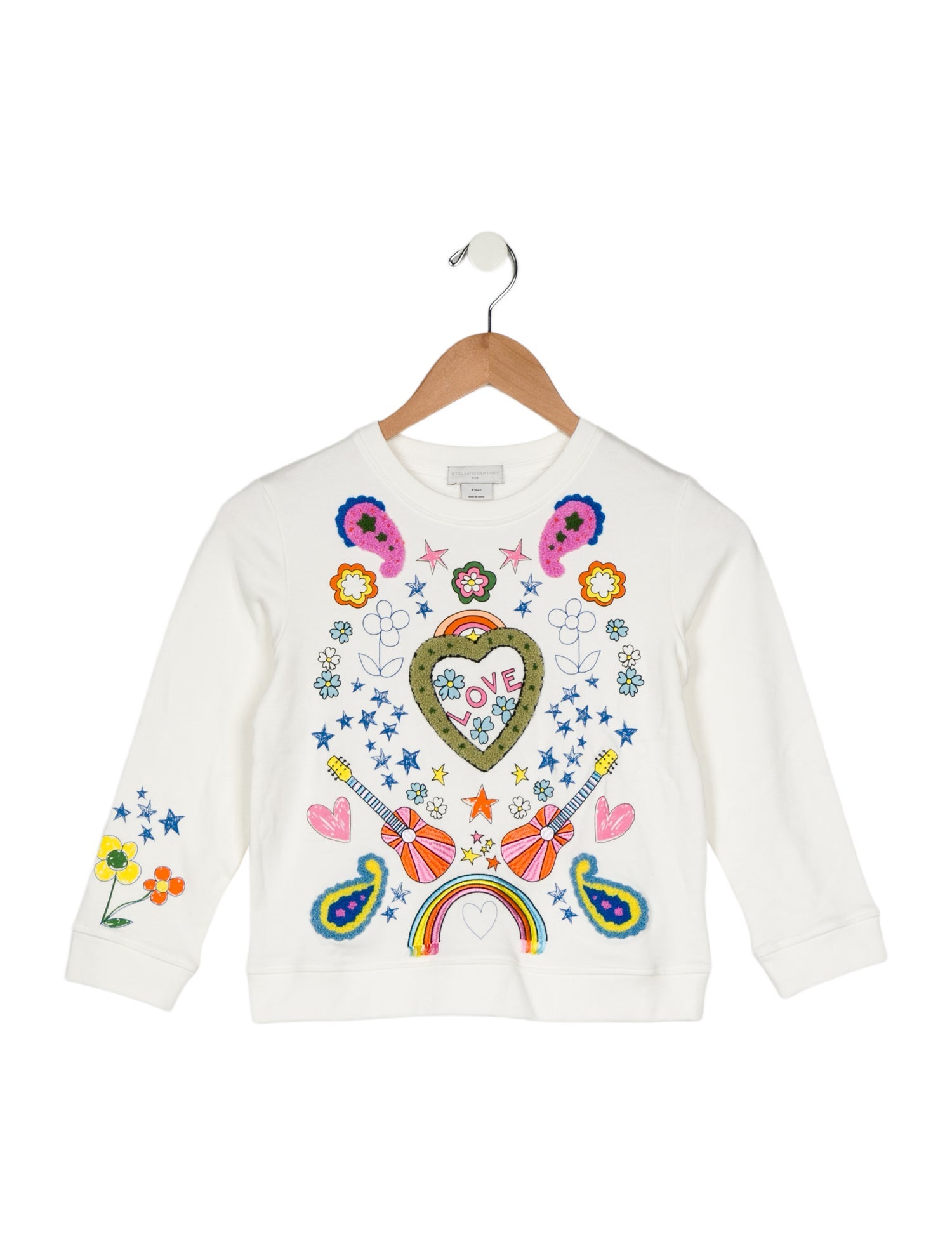 Stella McCartney Girls' Graphic Embroidered Long Sleeve Crew Neck Sweatshirt