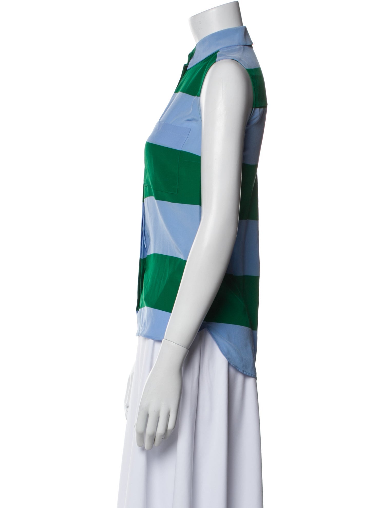 Stella McCartney Silk Colorblock Pattern Button-Up Top