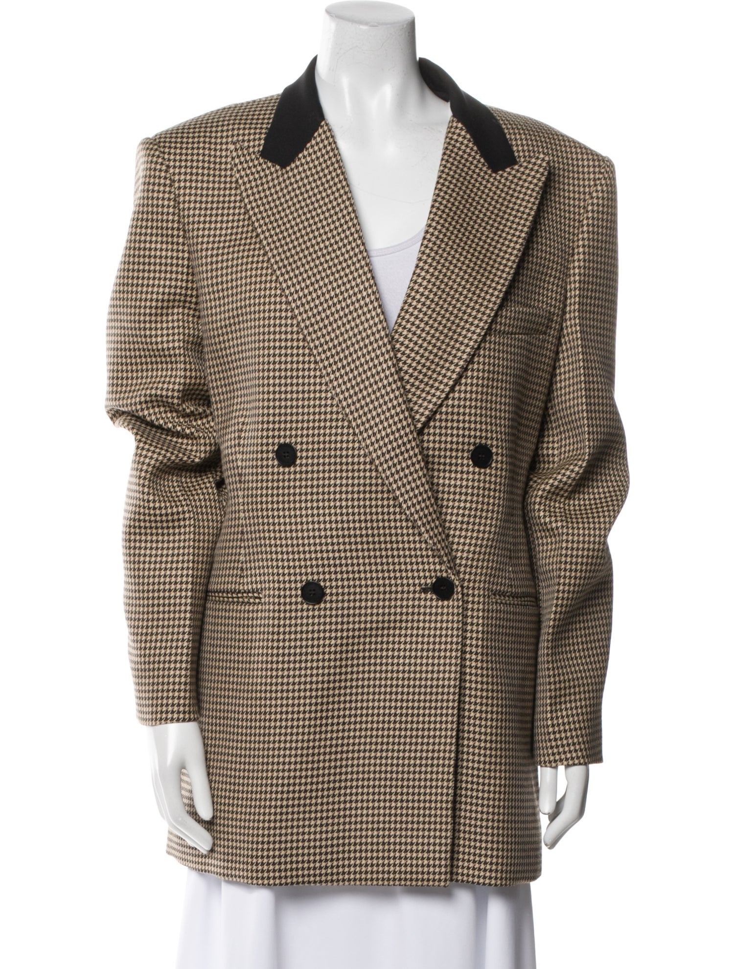 Stella McCartney Wool Houndstooth Print Peacoat