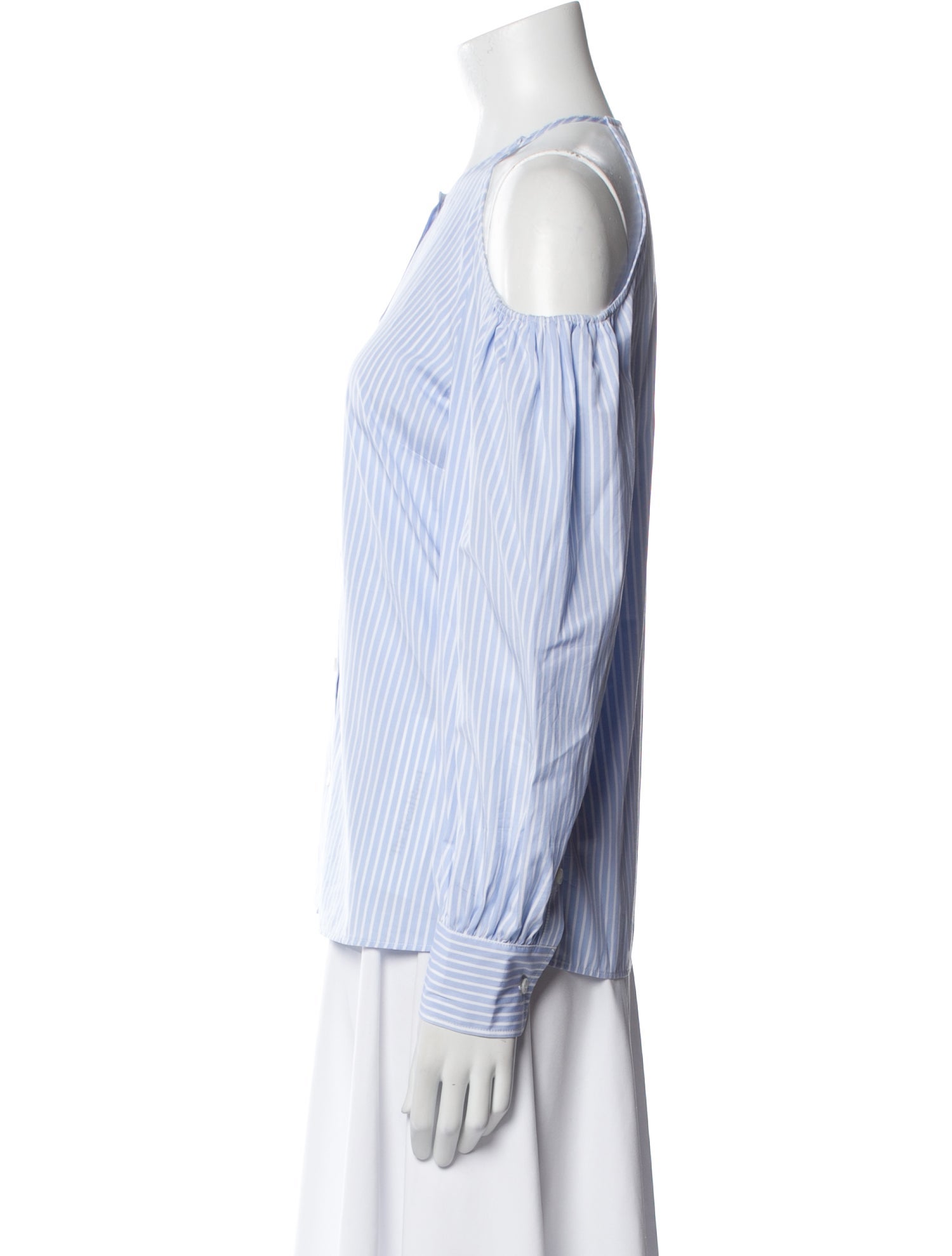 Stella McCartney Striped Off-The-Shoulder Button-Up Top