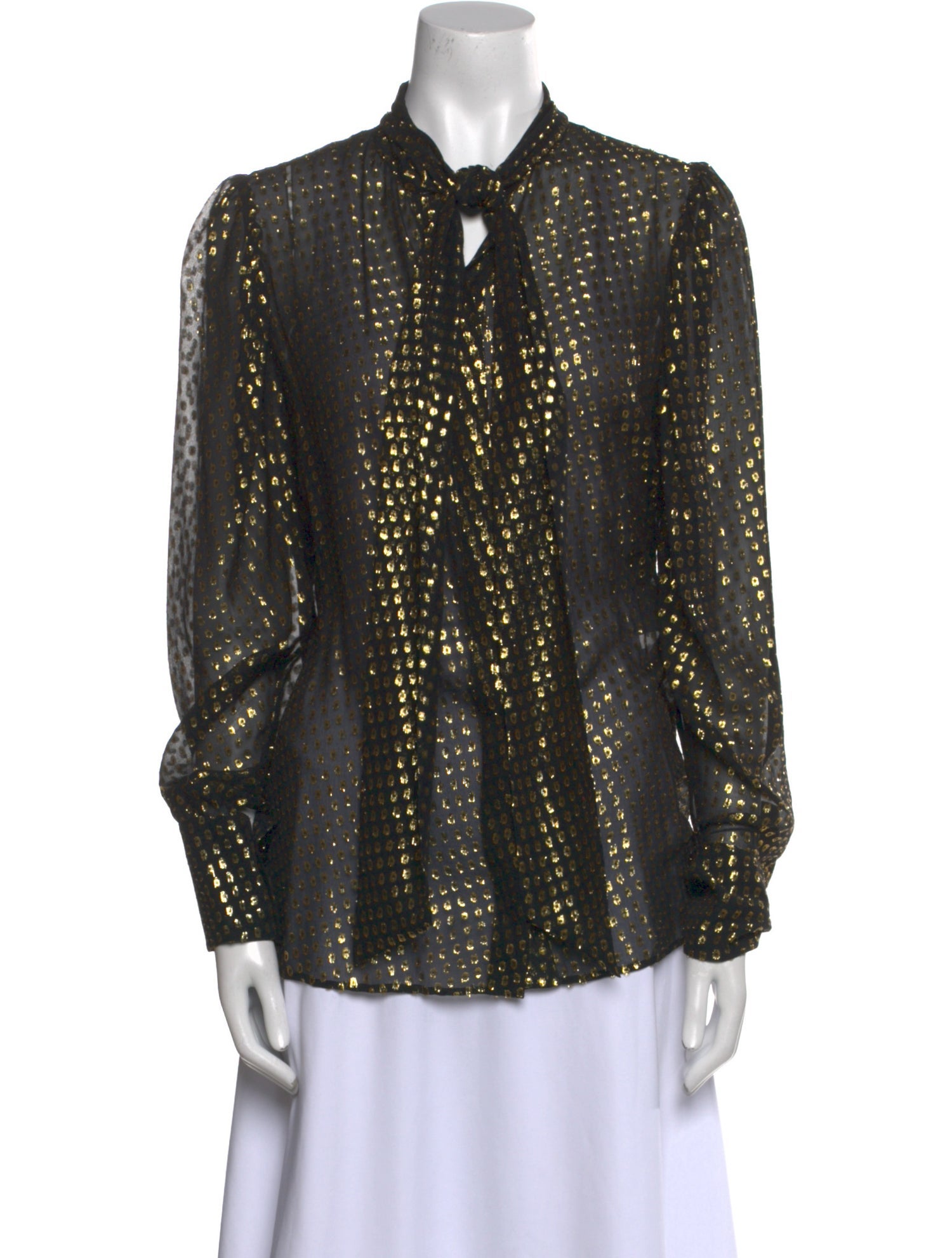 Stella McCartney Silk Polka Dot Print Button-Up Top