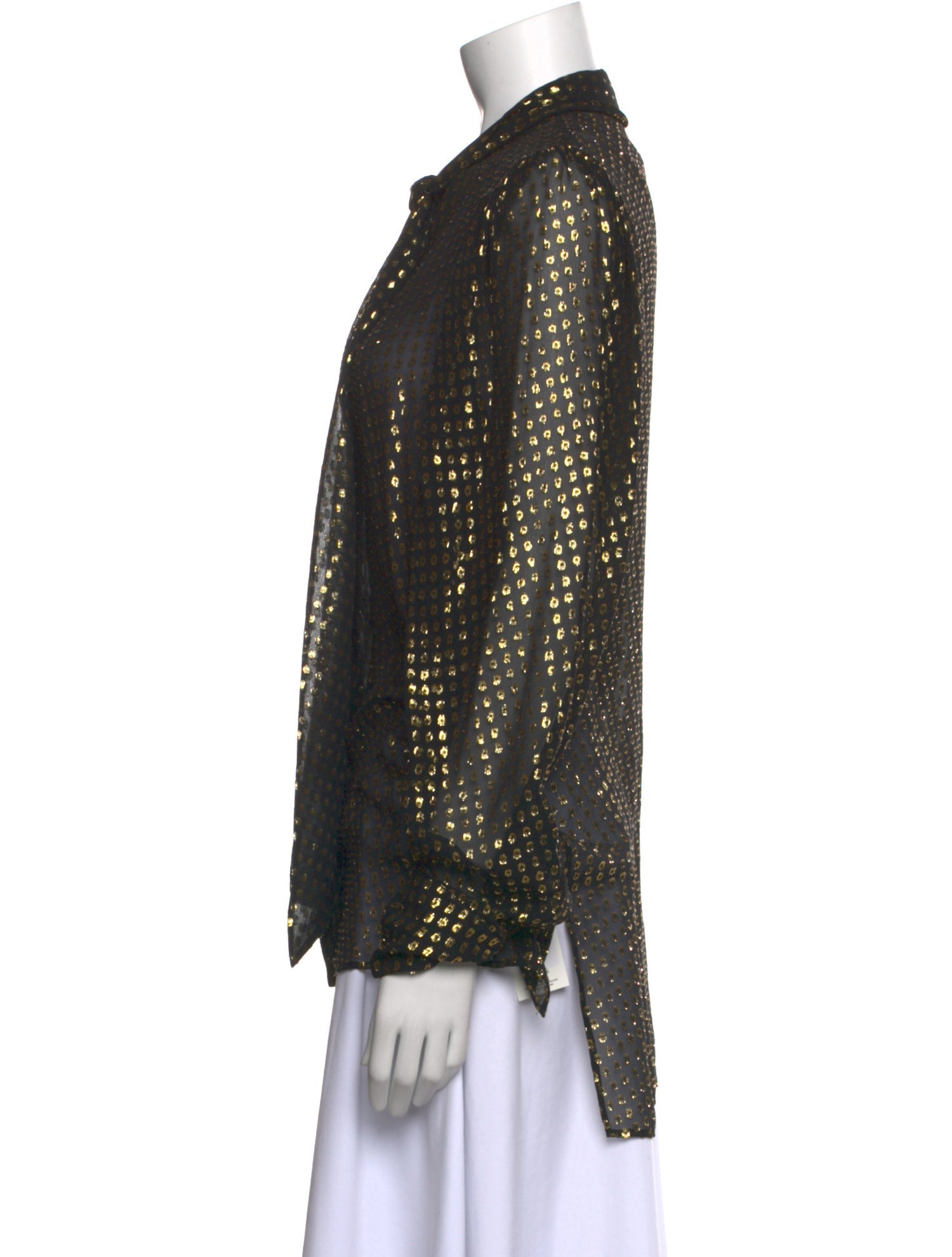 Stella McCartney Silk Polka Dot Print Button-Up Top