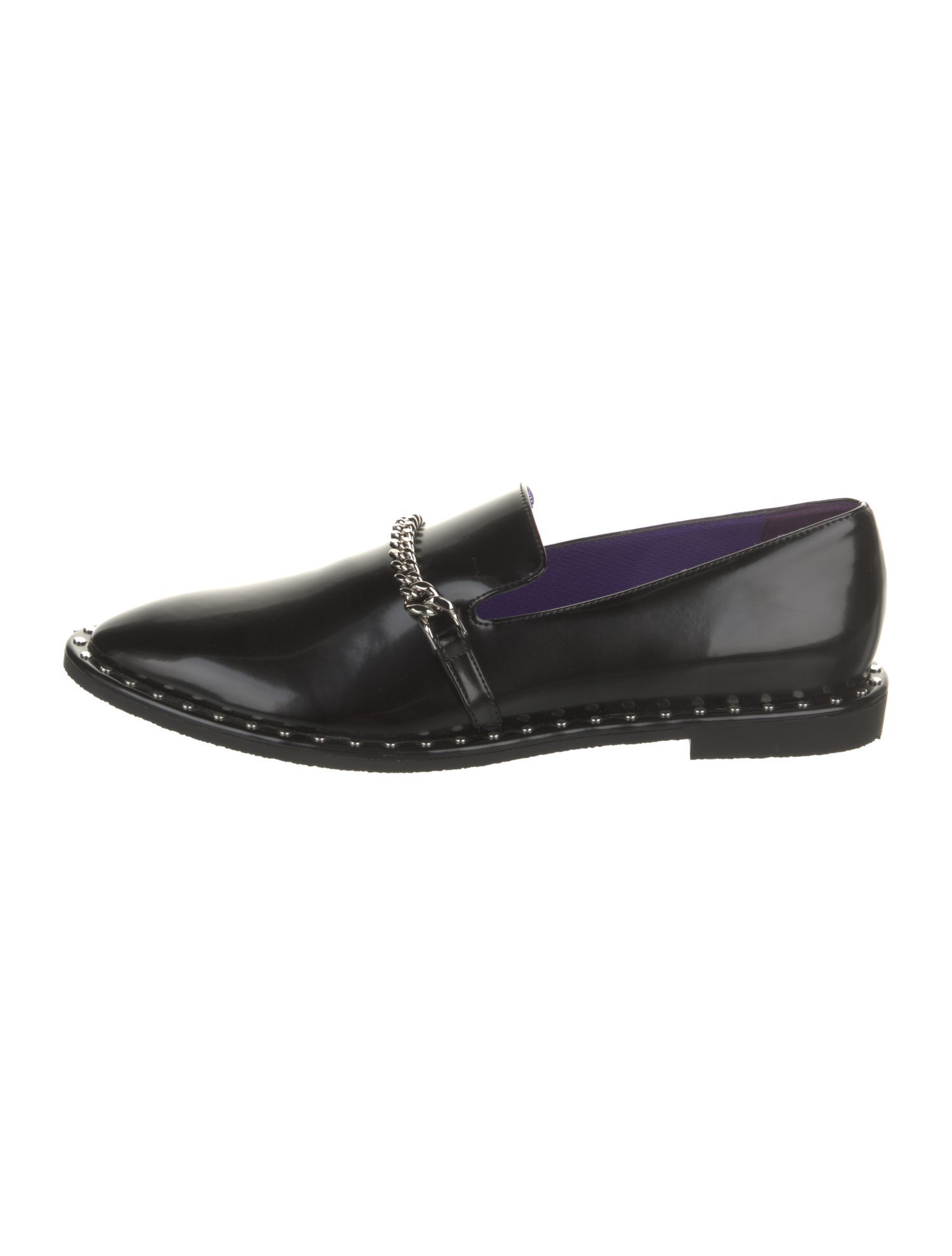 Stella McCartney Patent Leather Chain-Link Accents Loafers