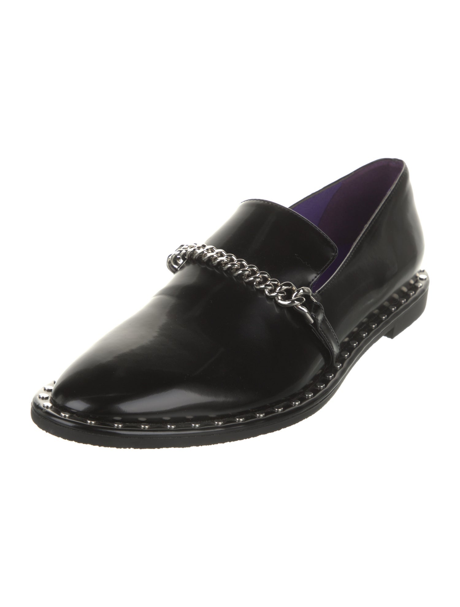 Stella McCartney Patent Leather Chain-Link Accents Loafers