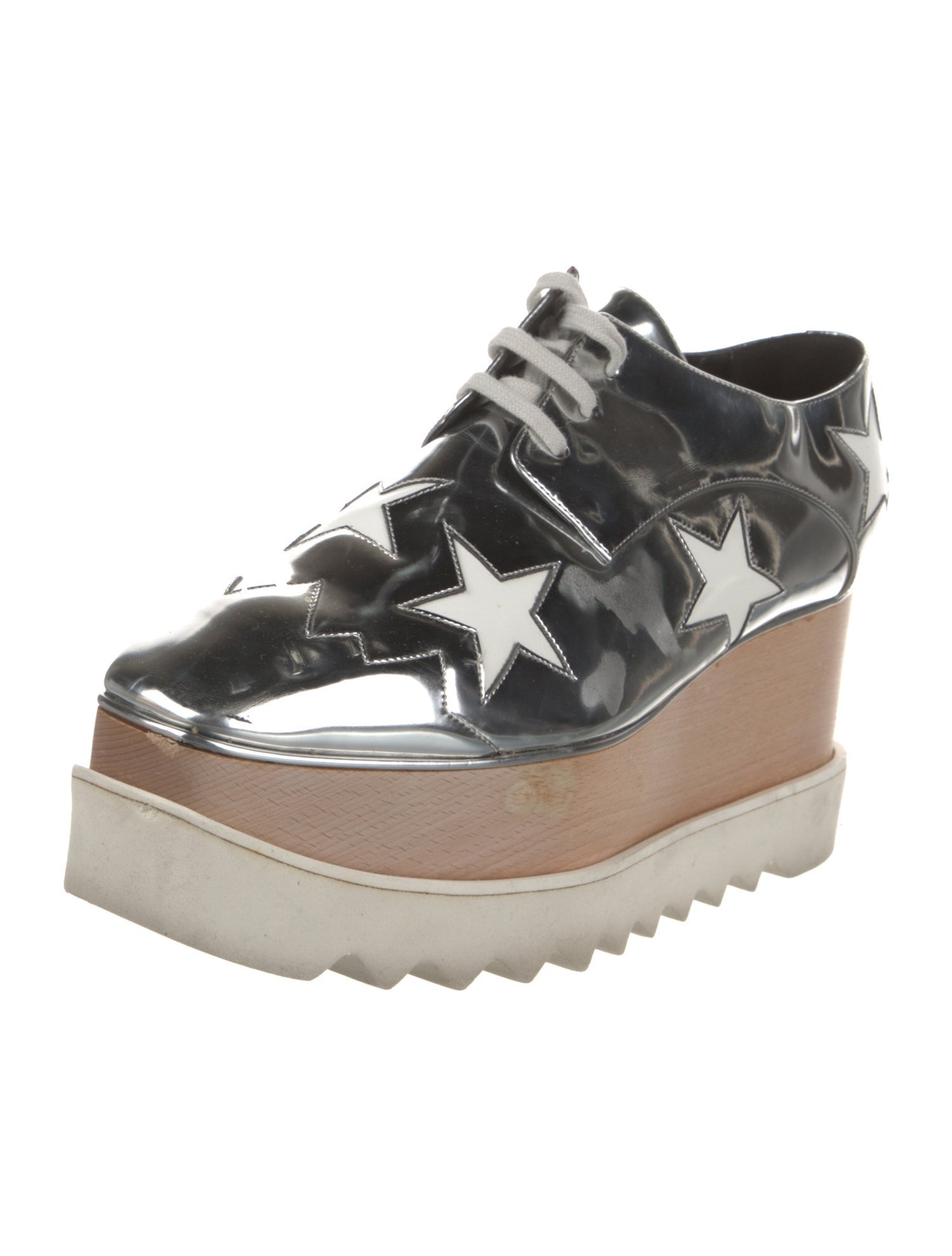 Stella McCartney Patent Leather Colorblock Pattern Mules