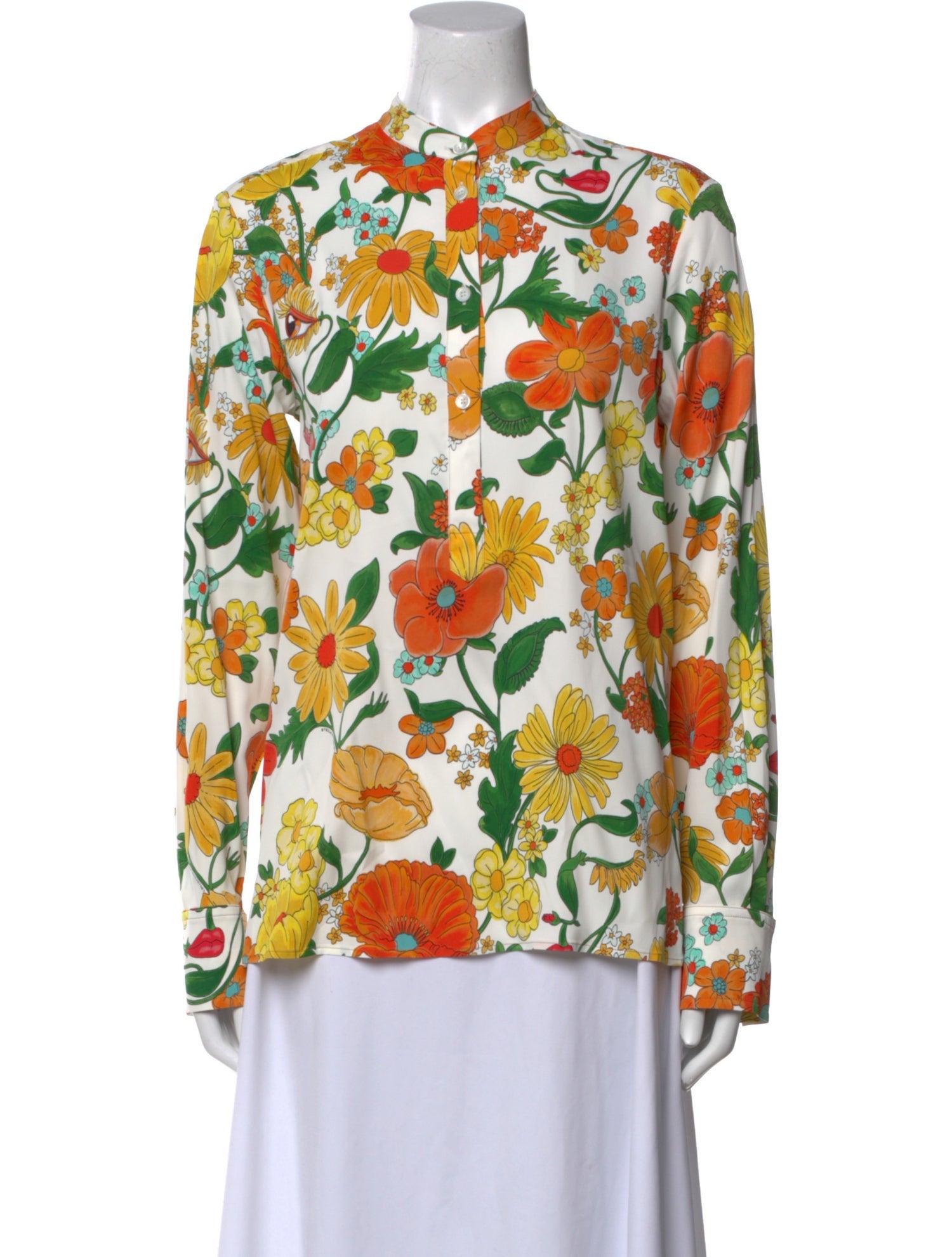 Stella McCartney Floral Print Mock Neck Blouse
