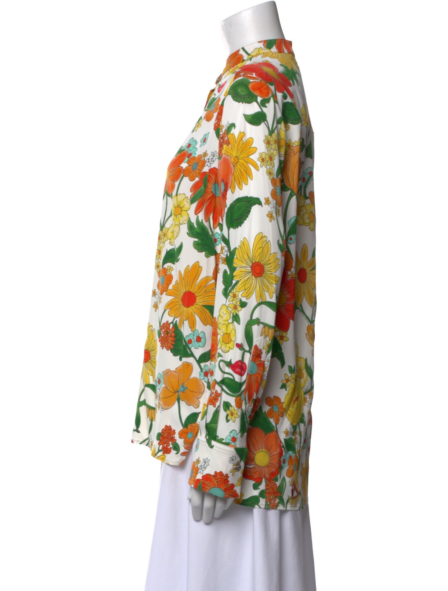 Stella McCartney Floral Print Mock Neck Blouse