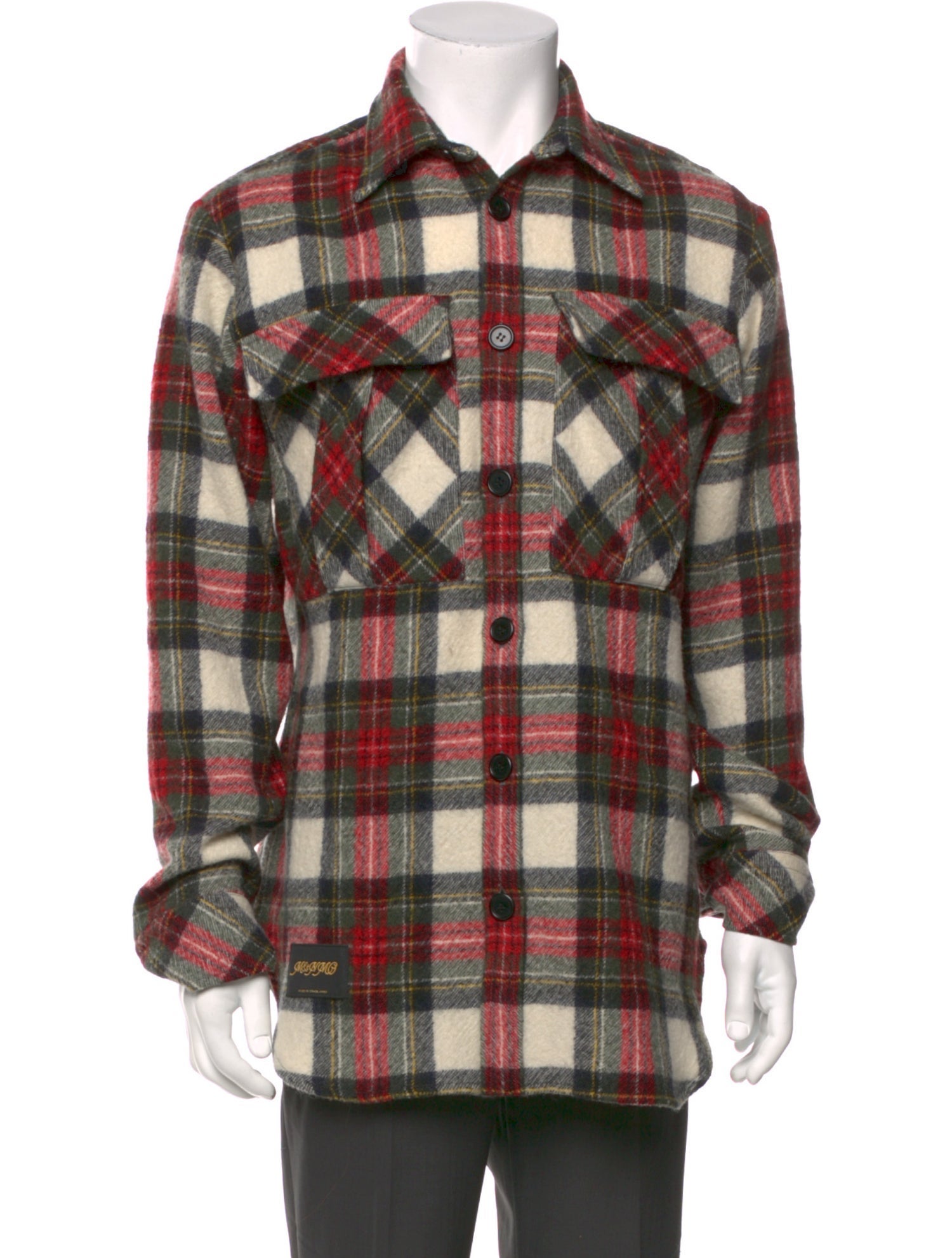 Stella McCartney Wool Plaid Print Western Shirt
