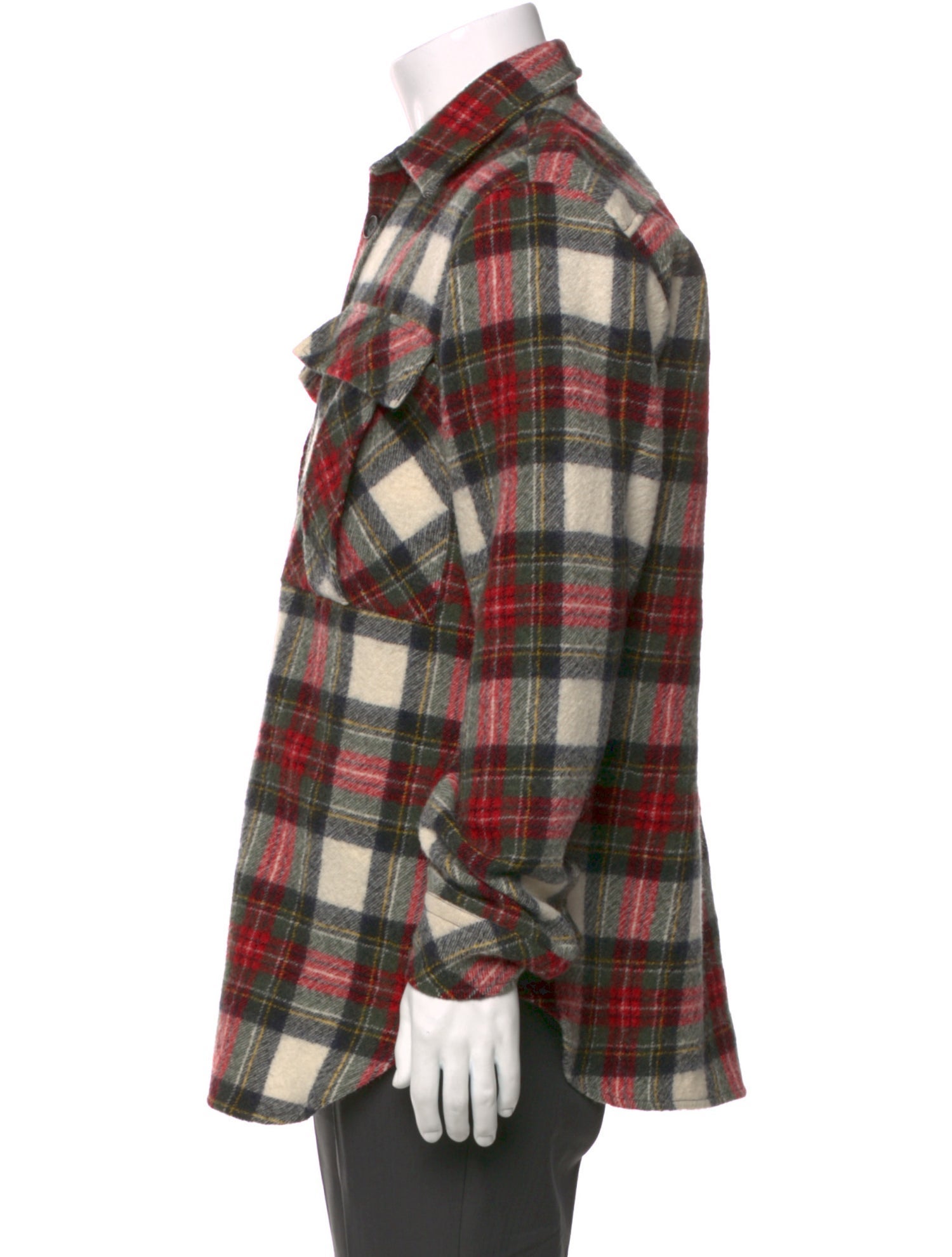 Stella McCartney Wool Plaid Print Western Shirt